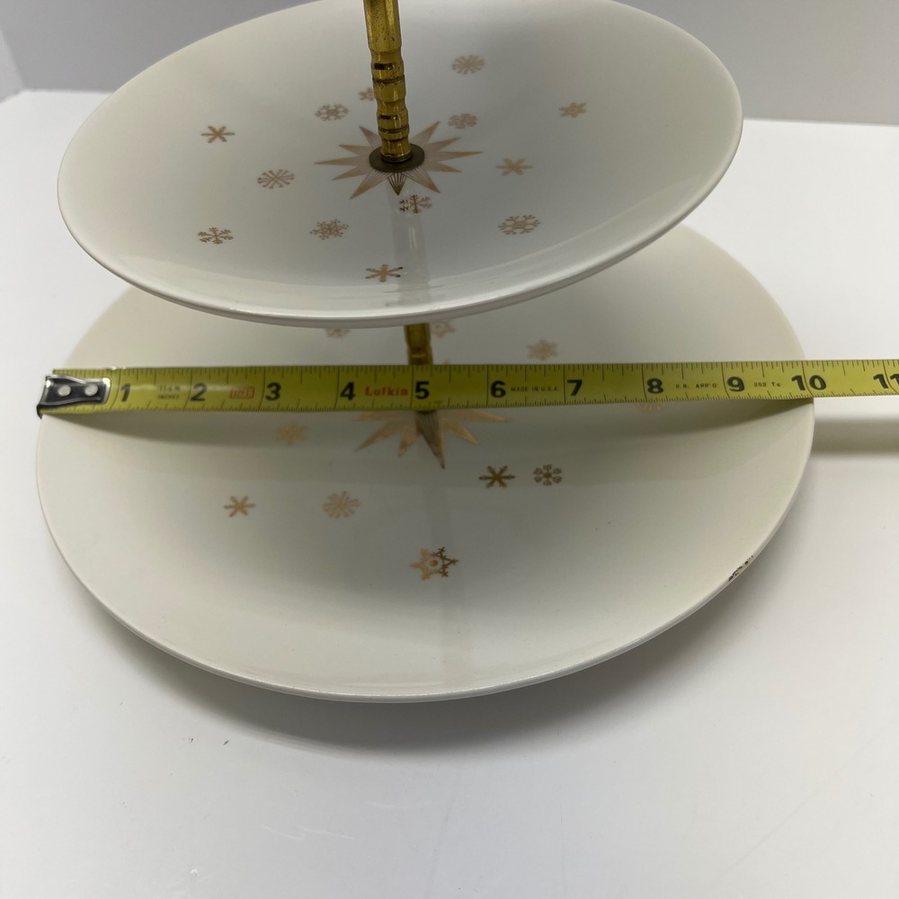 Garberton Golden Stardrift 3 Tier Tray Server 22K Gold Atomic Starburst MCM - Picture 3 of 13